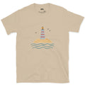 Last Dry Patch of Sand, Lighthouse design on a Sand Gildan Softstyle t-shirt