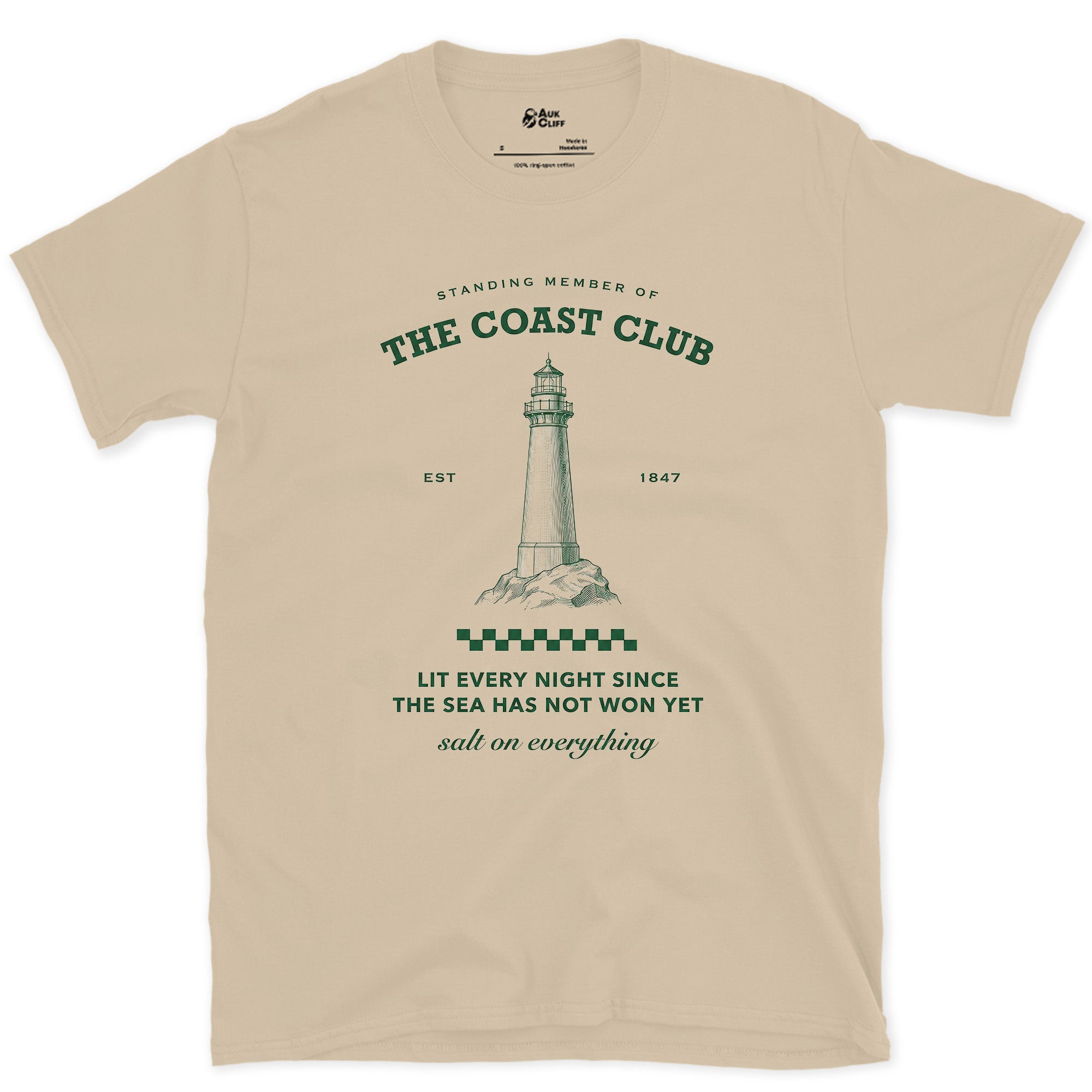 Lit Every Night, the Sea Has Not Won Yet design on a Sand Gildan Softstyle t-shirt