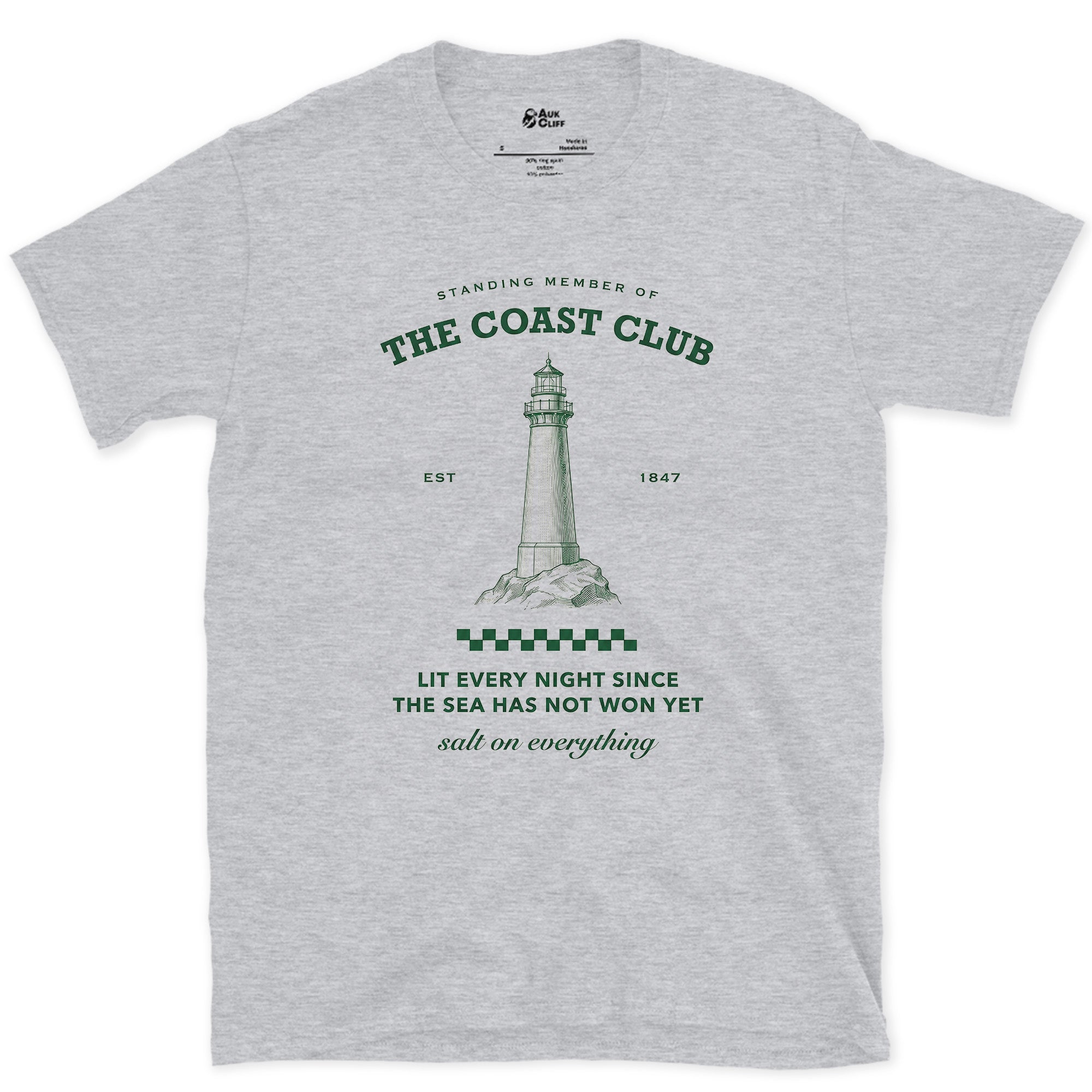 Lit Every Night, the Sea Has Not Won Yet design on a Sport Grey Gildan Softstyle t-shirt