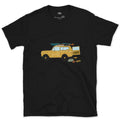 Wagon Loaded for a Put-In Before Sunrise design on a Black Gildan Softstyle t-shirt