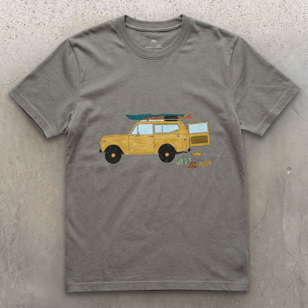 Wagon Loaded for a Put-In Before Sunrise design on a Charcoal Gildan Softstyle t-shirt