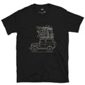 Every Bag Strapped Down on the Wagon design on a Black Gildan Softstyle t-shirt