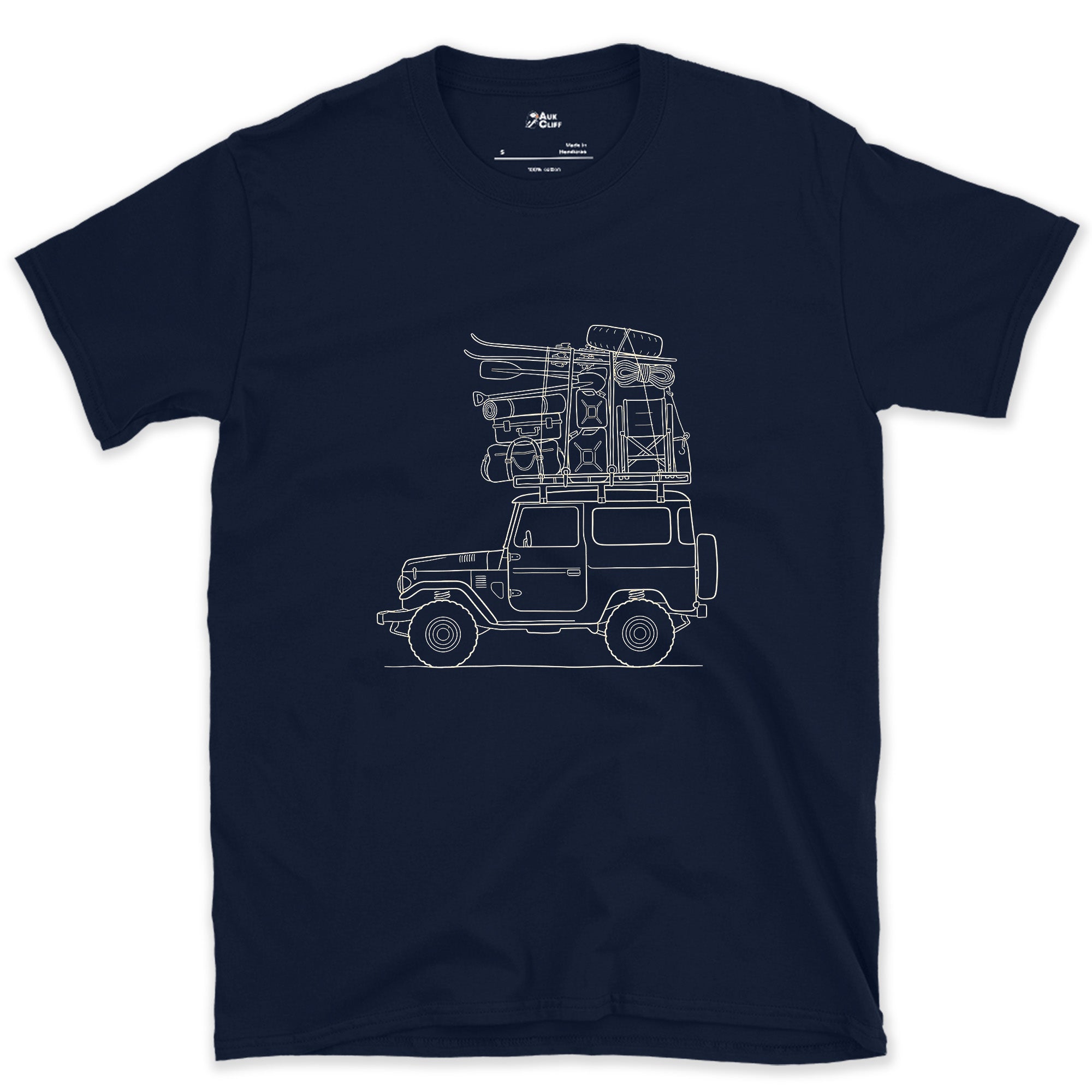 Every Bag Strapped Down on the Wagon design on a Navy Gildan Softstyle t-shirt