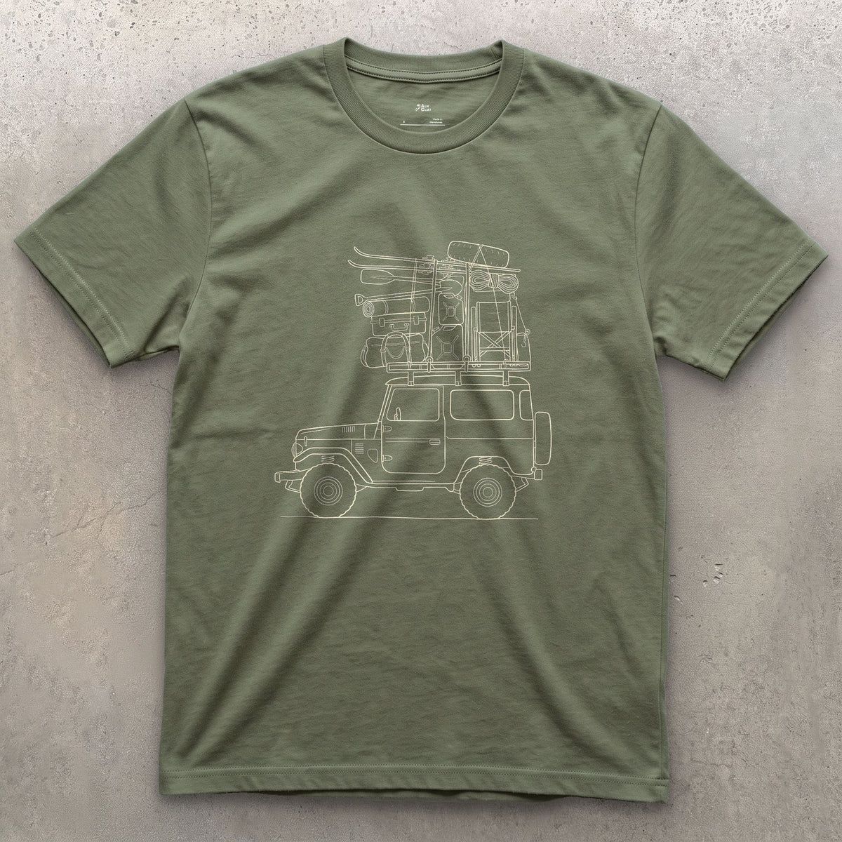 Every Bag Strapped Down on the Wagon design on a Military Green Gildan Softstyle t-shirt