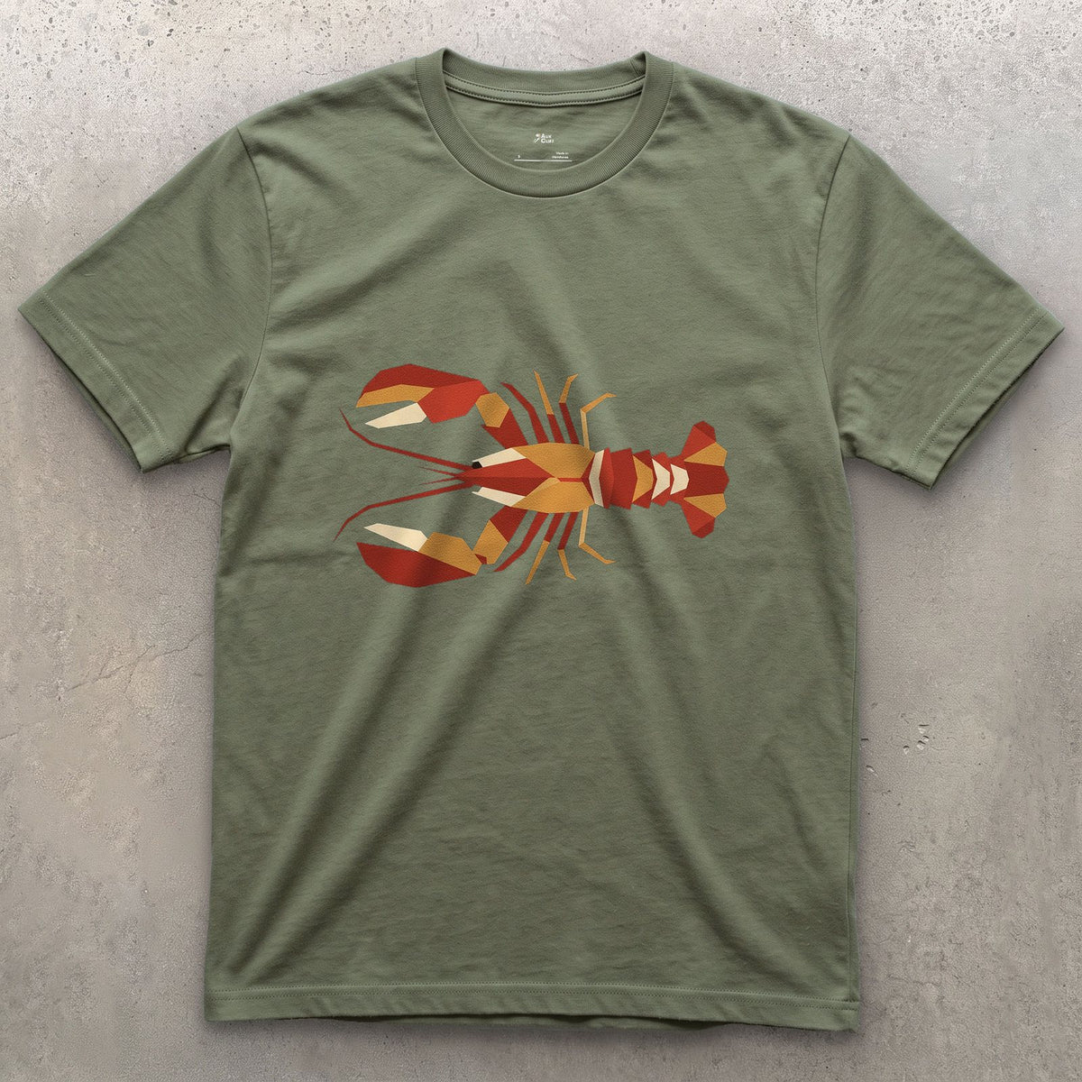 Claws Still Read Once Faceted, Lobster design on a Military Green Gildan Softstyle t-shirt