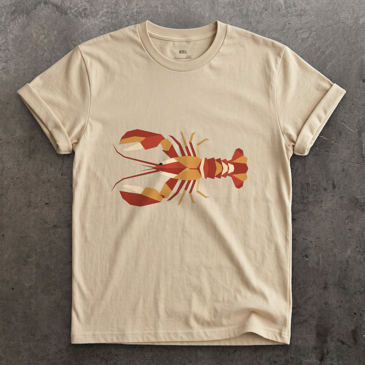 Claws Still Read Once Faceted, Lobster design on a Sand Gildan Softstyle t-shirt