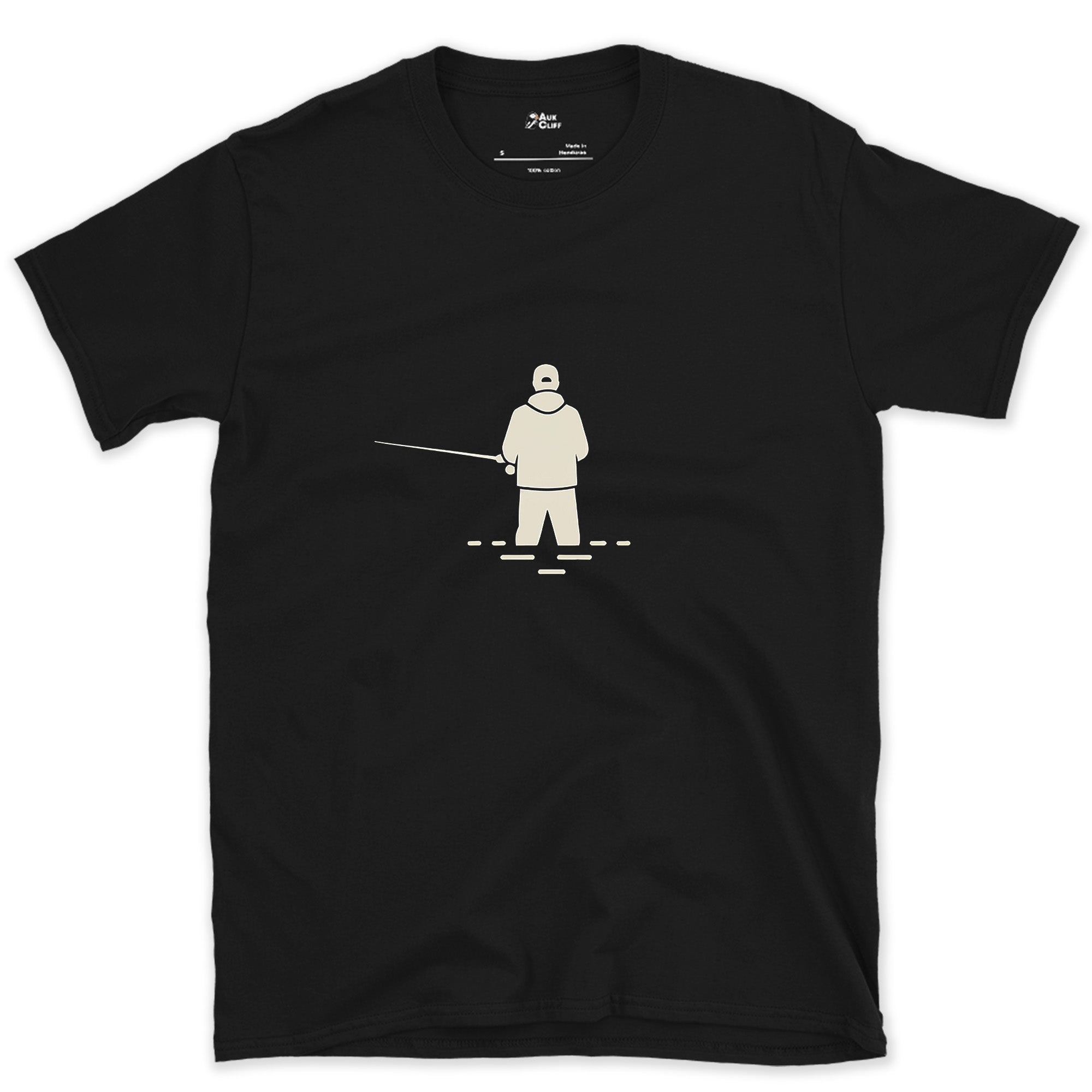 Nothing but the Cast and the Water design on a Black Gildan Softstyle t-shirt