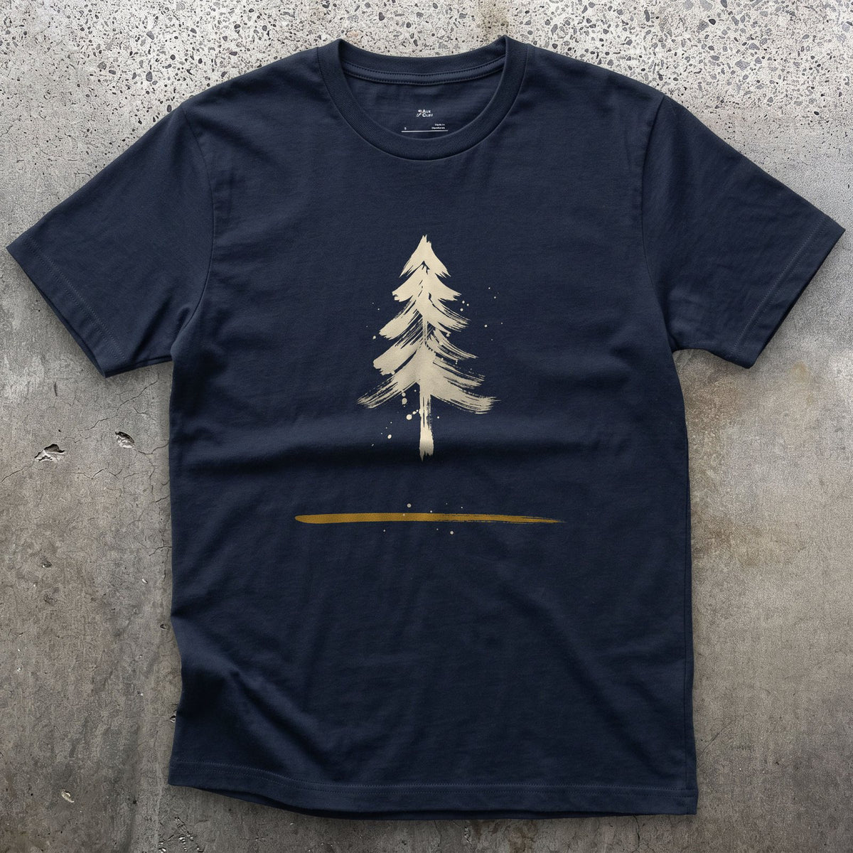 One Red Line, a Whole Pine Tree design on a Navy Gildan Softstyle t-shirt