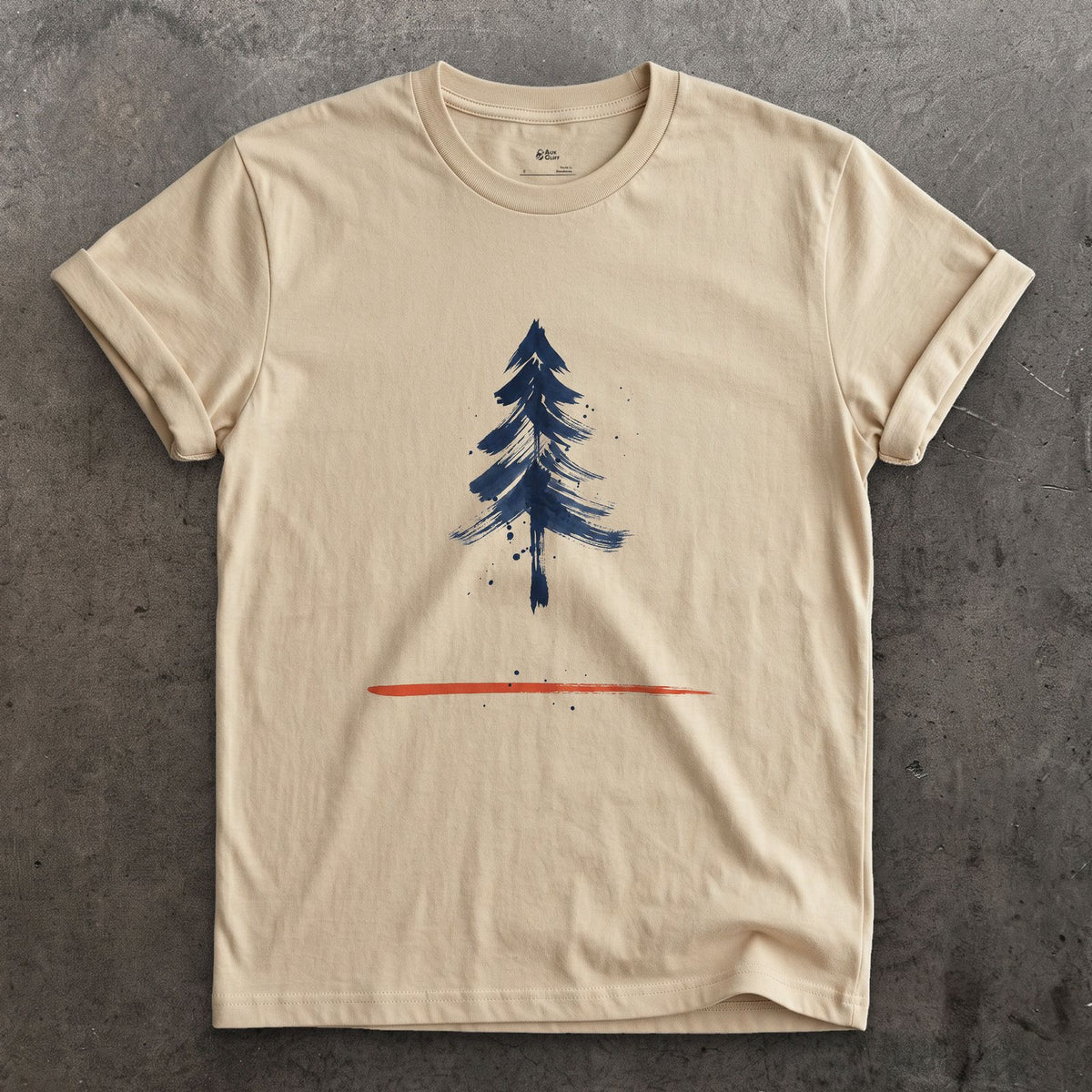 One Red Line, a Whole Pine Tree design on a Sand Gildan Softstyle t-shirt