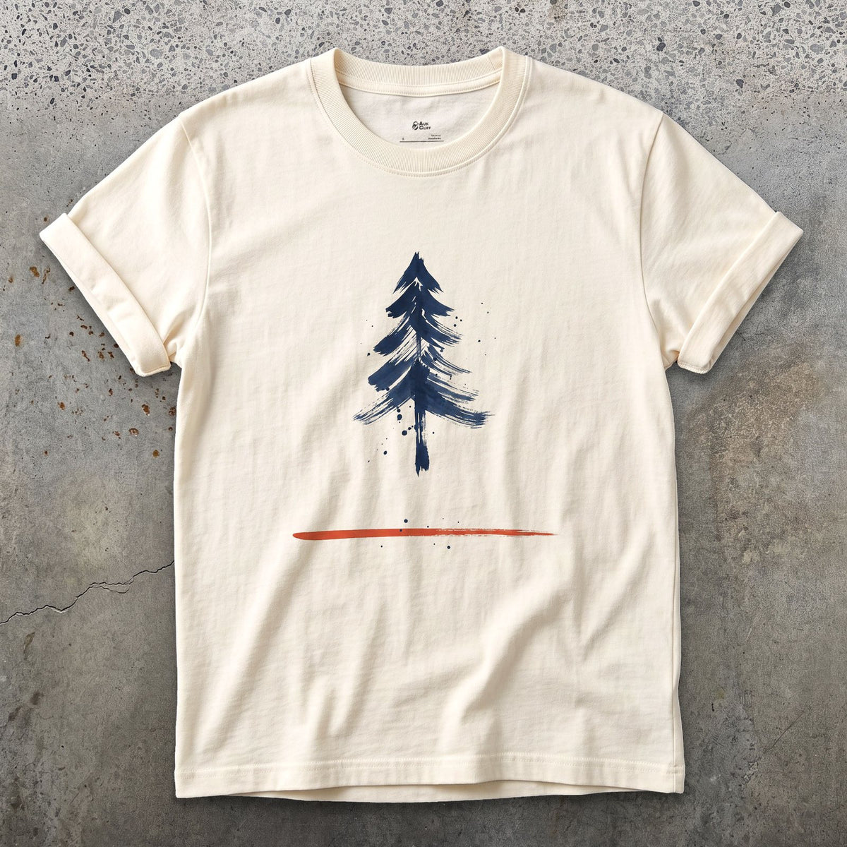 One Red Line, a Whole Pine Tree design on a Natural Gildan Softstyle t-shirt