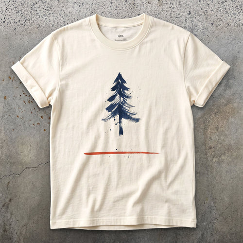 One Red Line, a Whole Pine Tree design on a Natural Gildan Softstyle t-shirt