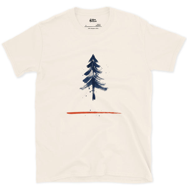 One Red Line, a Whole Pine Tree design on a Natural Gildan Softstyle t-shirt