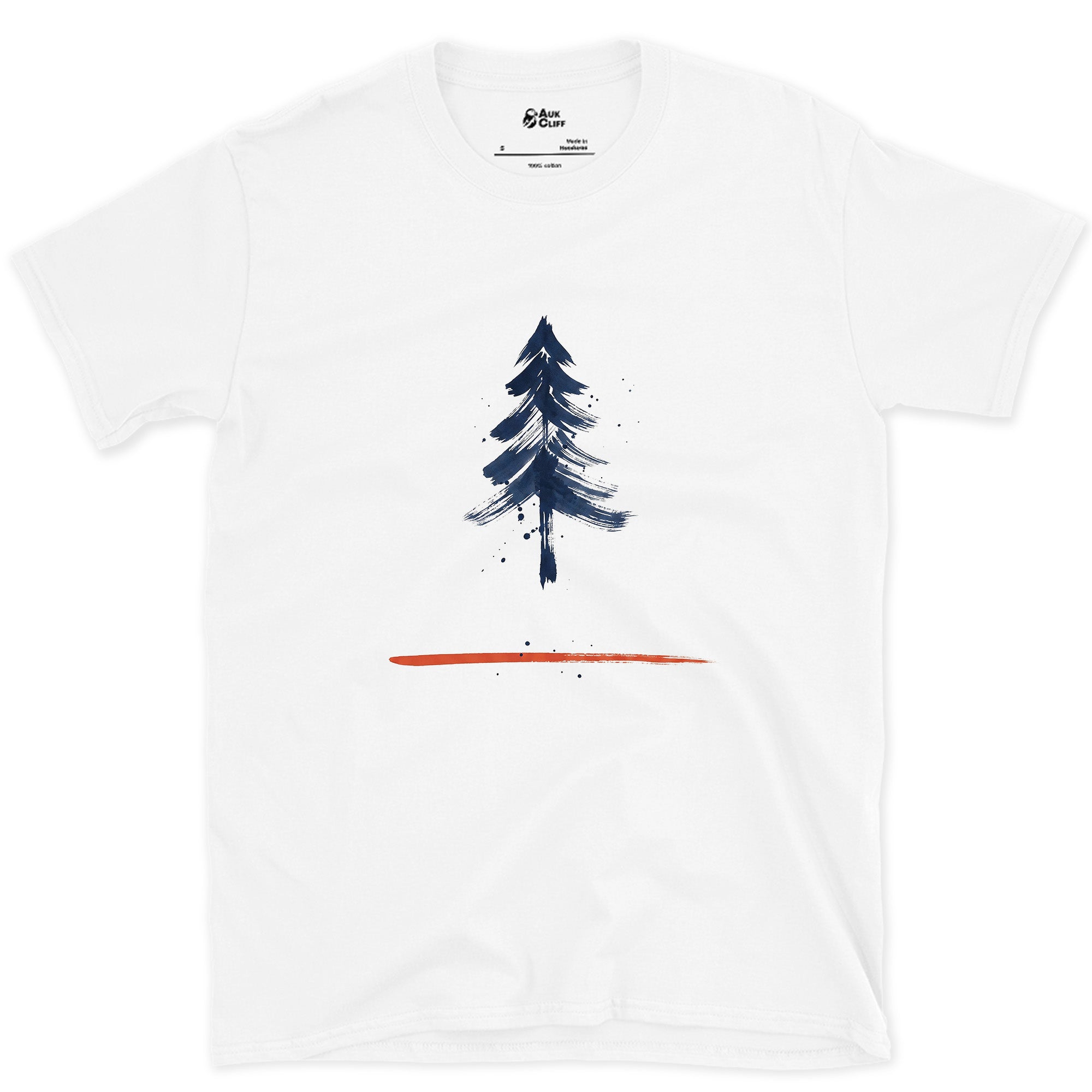 One Red Line, a Whole Pine Tree design on a White Gildan Softstyle t-shirt