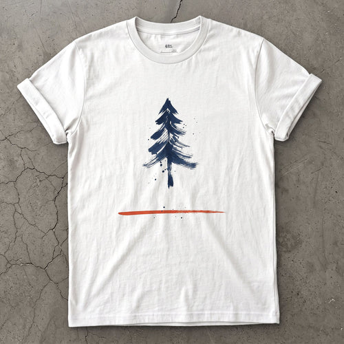 One Red Line, a Whole Pine Tree design on a White Gildan Softstyle t-shirt