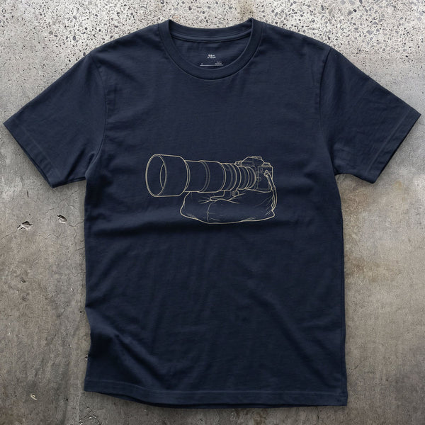 No Room for a Tripod, So It Rests on a Beanbag design on a Navy Gildan Softstyle t-shirt