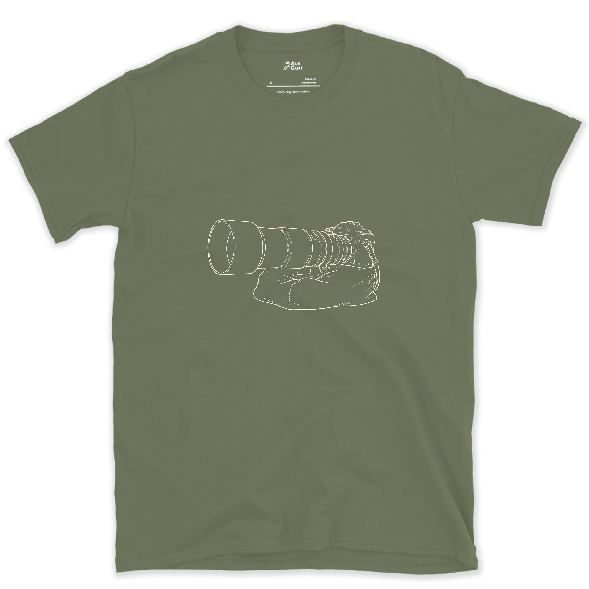 No Room for a Tripod, So It Rests on a Beanbag design on a Military Green Gildan Softstyle t-shirt