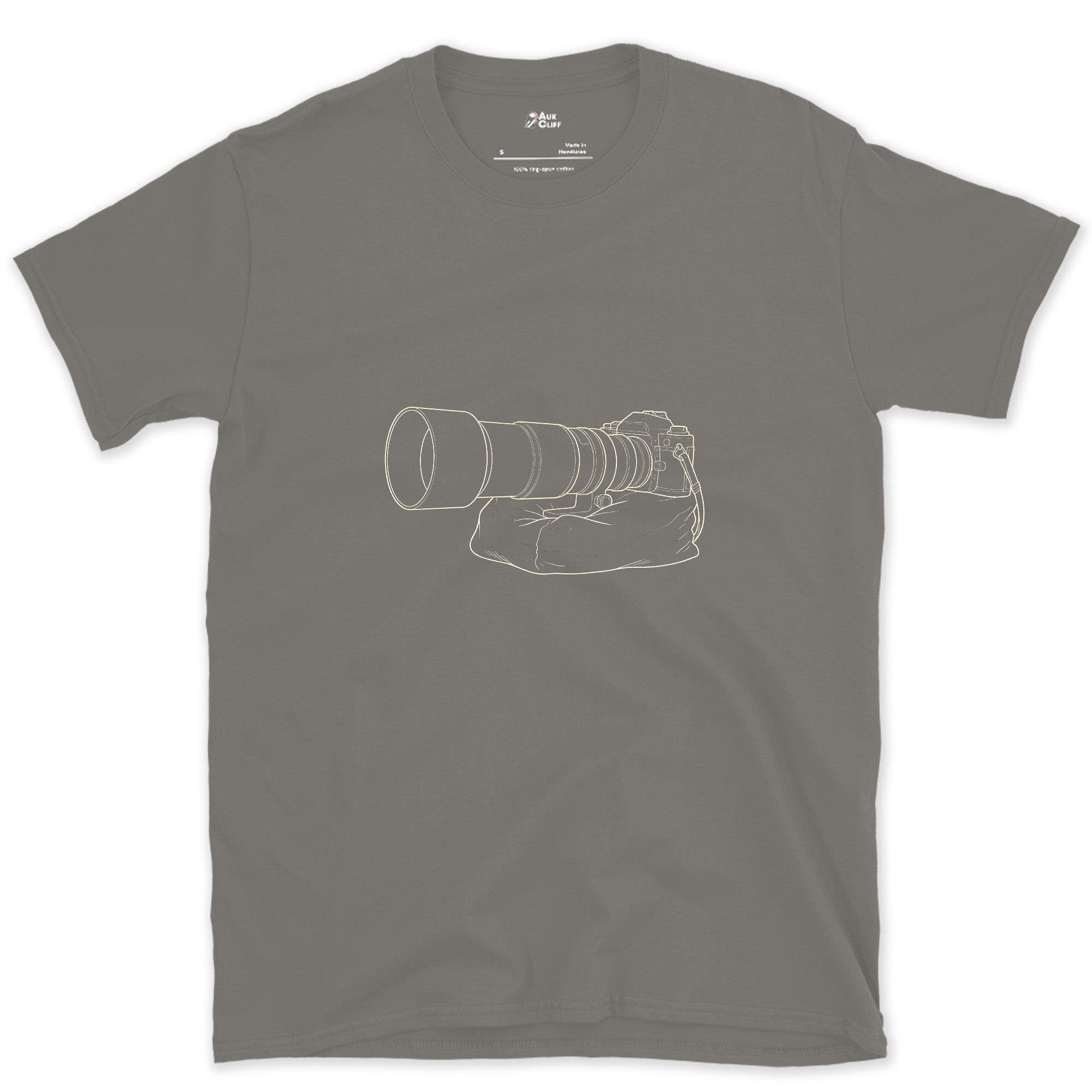 No Room for a Tripod, So It Rests on a Beanbag design on a Charcoal Gildan Softstyle t-shirt