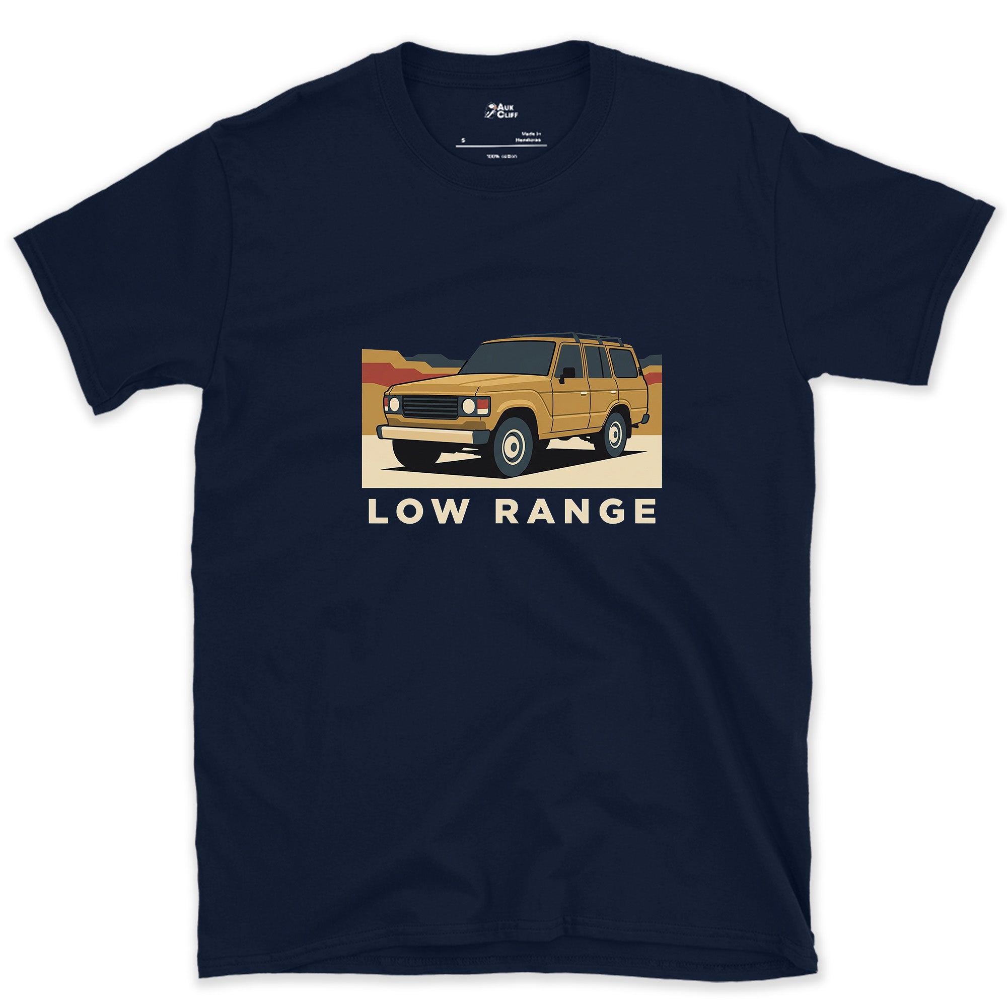 Low Range, Rear View and Nothing Else design on a Navy Gildan Softstyle t-shirt