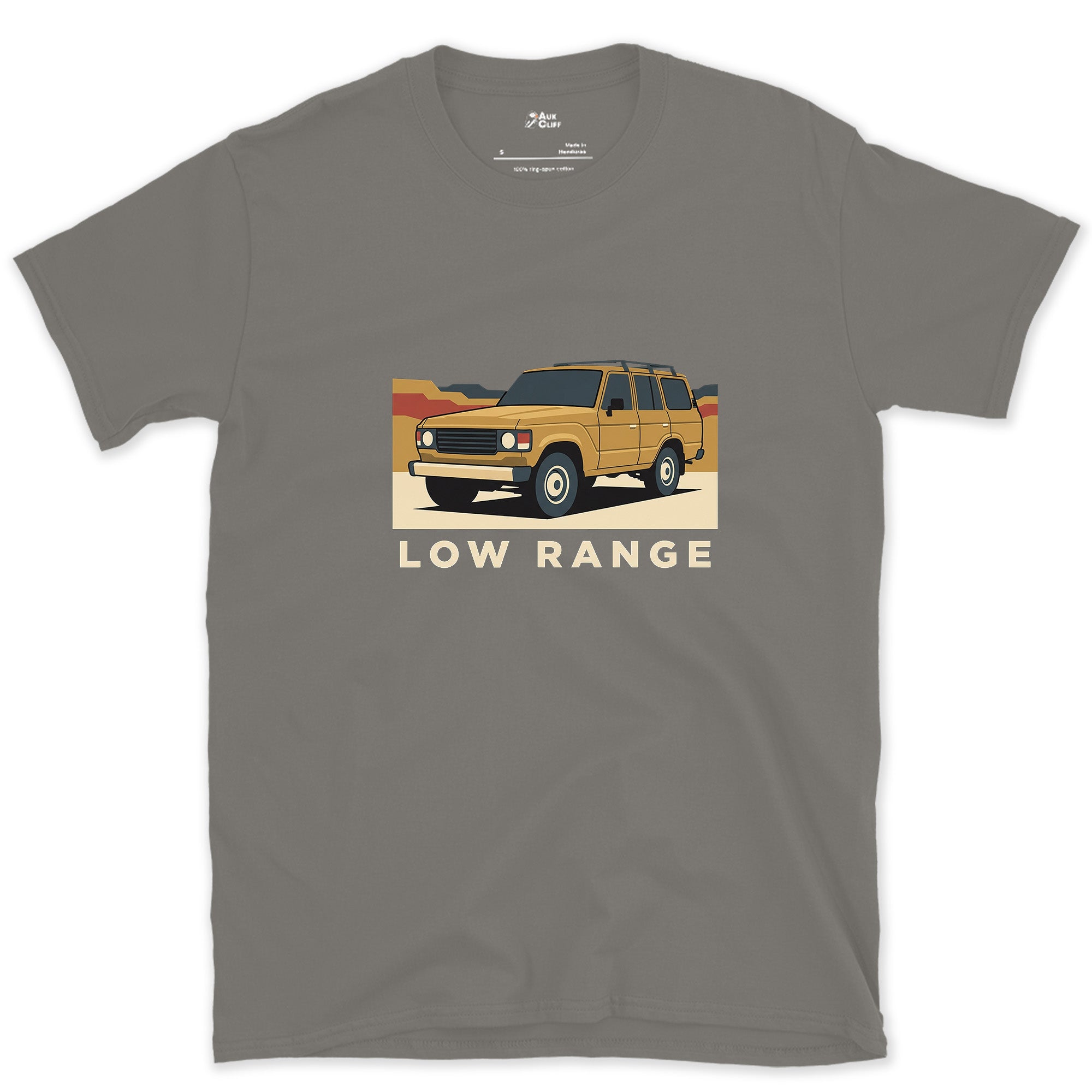 Low Range, Rear View and Nothing Else design on a Charcoal Gildan Softstyle t-shirt