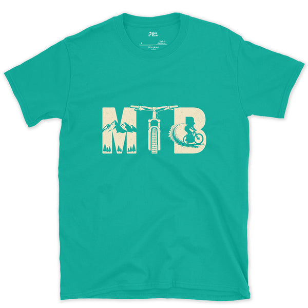 Each Letter Filled With Its Own Slice of Trail design on a Jade Dome Gildan Softstyle t-shirt