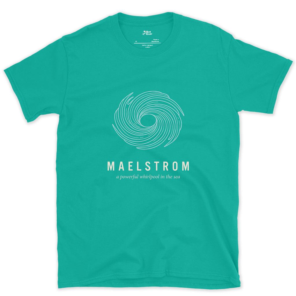Maelstrom, a Powerful Whirlpool in the Sea design on a Jade Dome Gildan Softstyle t-shirt