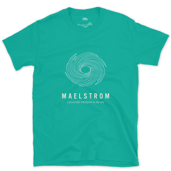 Maelstrom, a Powerful Whirlpool in the Sea design on a Jade Dome Gildan Softstyle t-shirt
