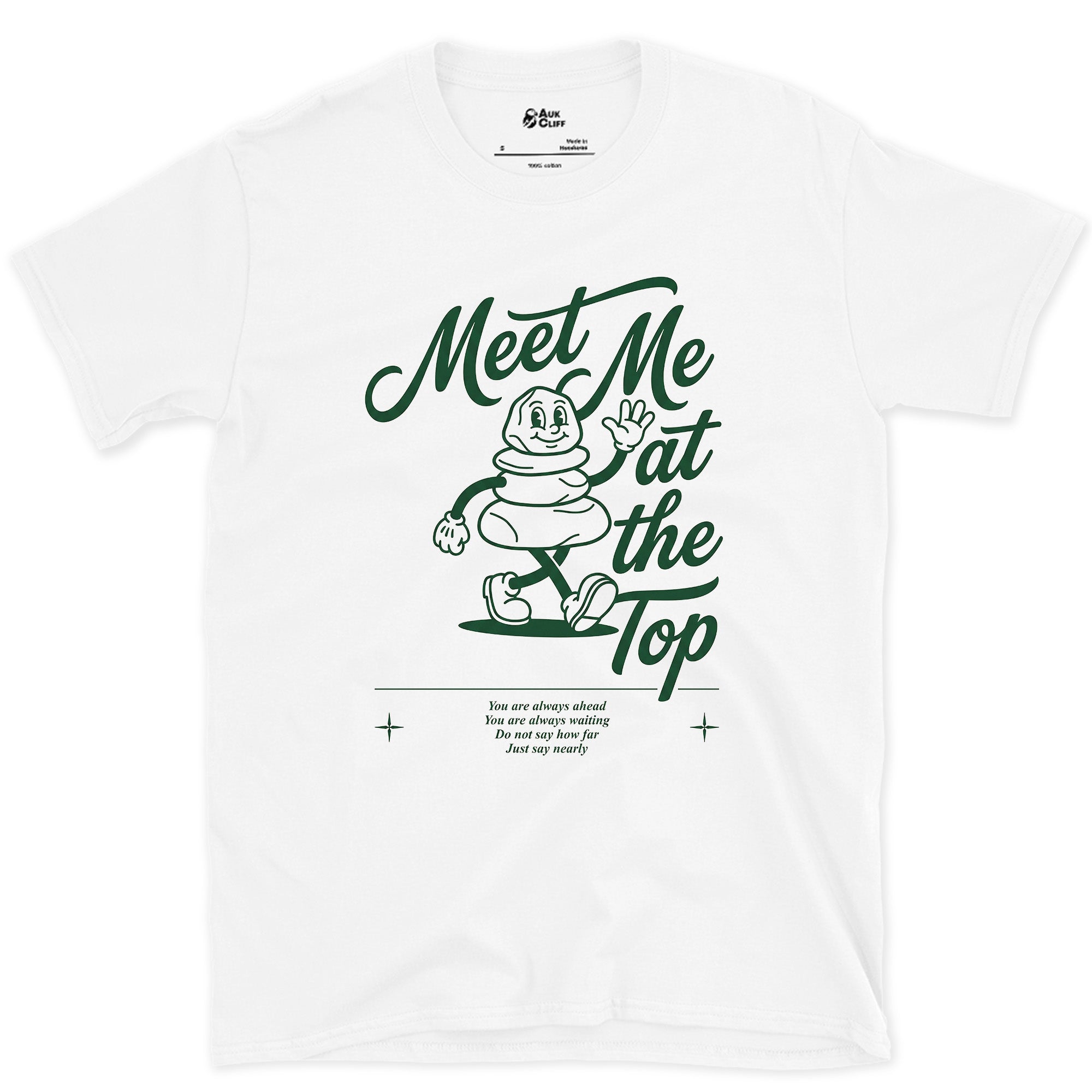 Meet Me at the Summit, Cairn Mascot design on a White Gildan Softstyle t-shirt