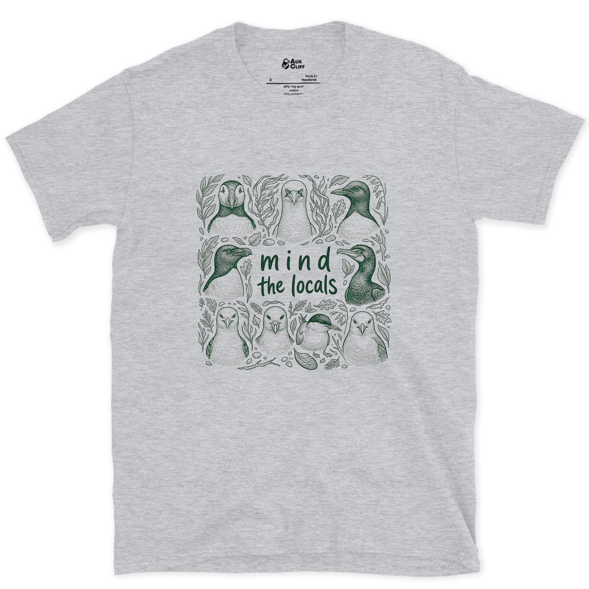Mind the Locals, Seabird Lineup design on a Sport Grey Gildan Softstyle t-shirt