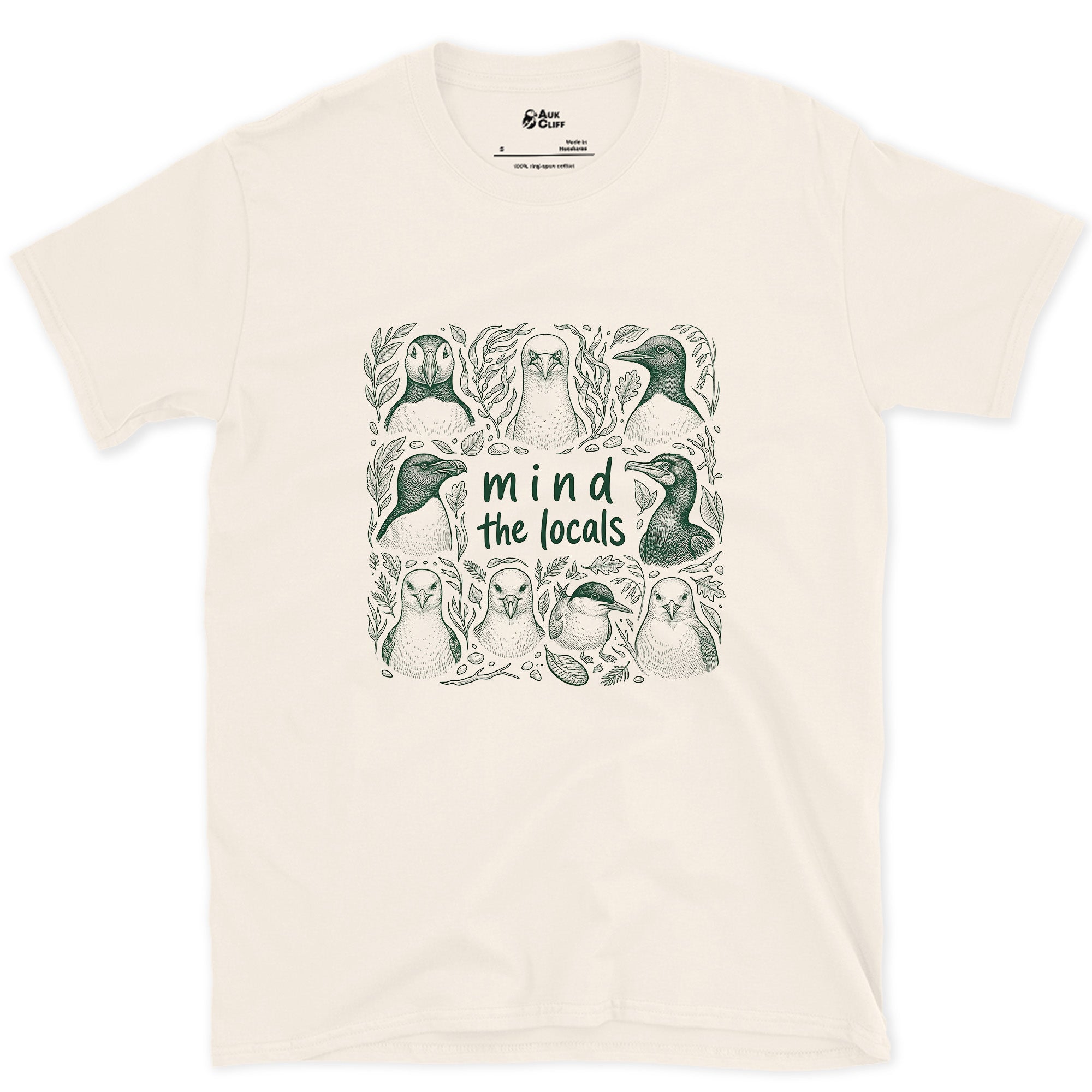 Mind the Locals, Seabird Lineup design on a Natural Gildan Softstyle t-shirt