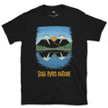 Too Still to Ripple, Mountain Lake design on a Black Gildan Softstyle t-shirt
