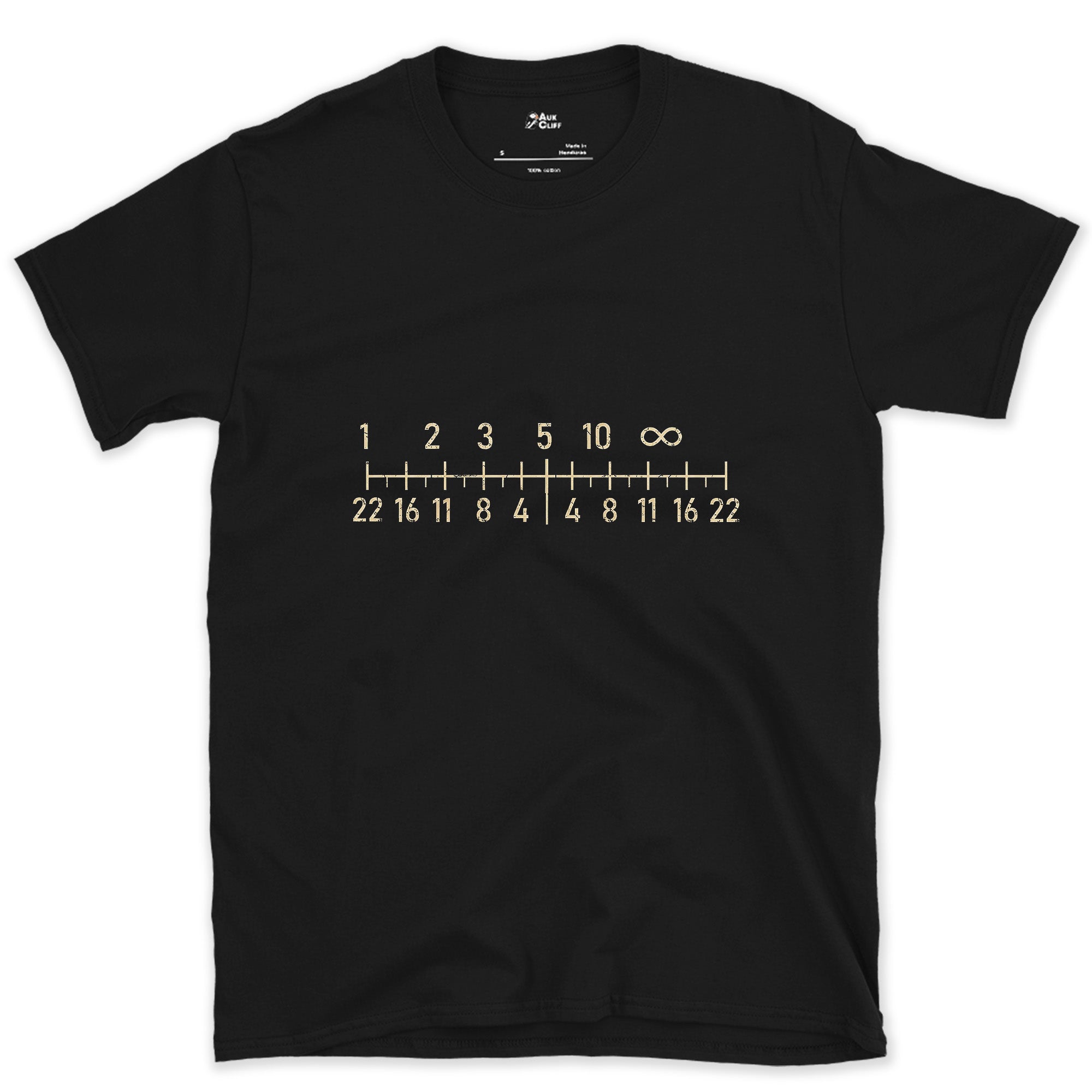 Old Lens Engineering Doubled the Same Numbers design on a Black Gildan Softstyle t-shirt