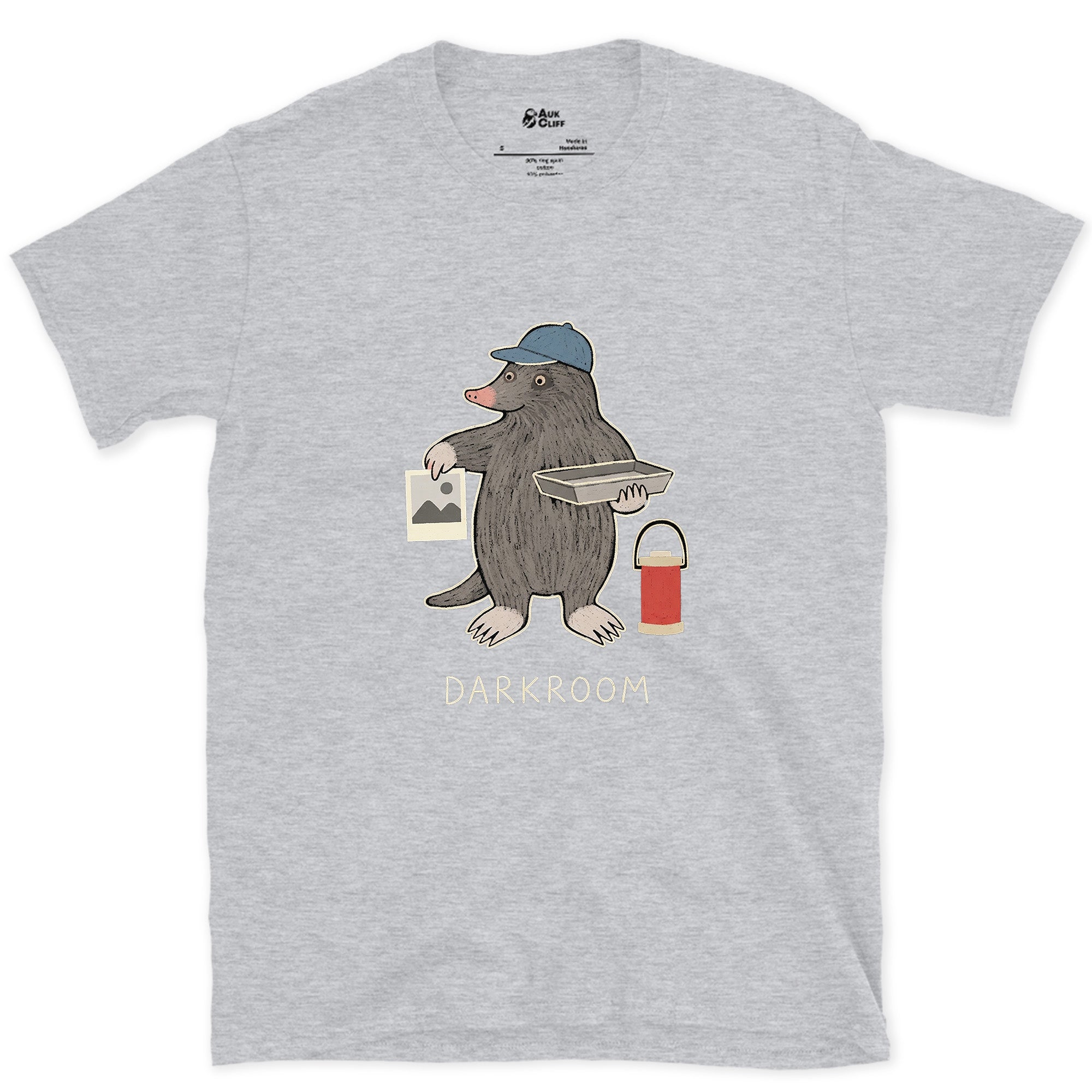 Working in the Dark Was Not a Stretch, Darkroom Mole design on a Sport Grey Gildan Softstyle t-shirt