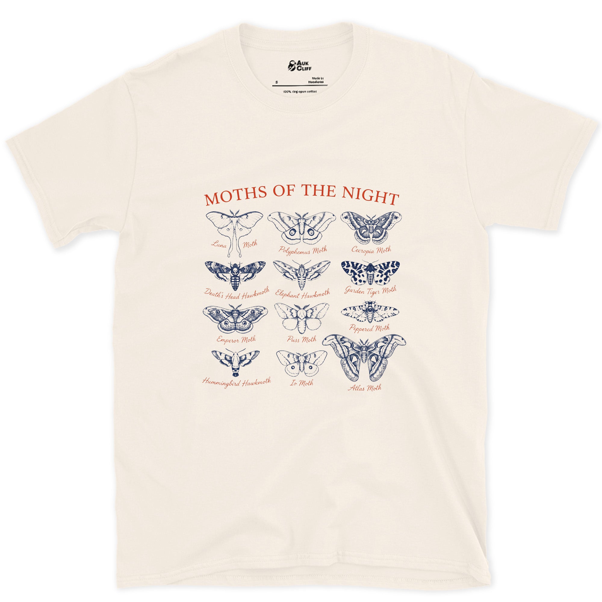 Twelve Moths of the Night, a Field Guide Plate design on a Natural Gildan Softstyle t-shirt