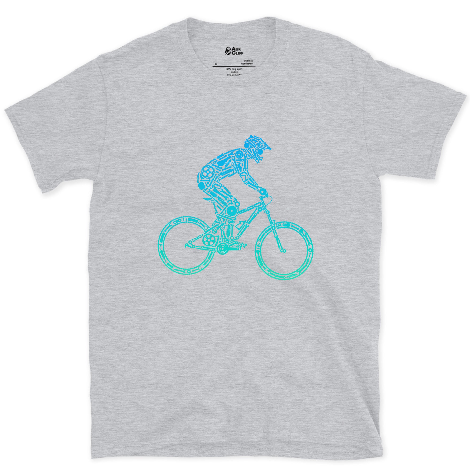 Minimal Enough to Read at Speed, Downhill Rider design on a Sport Grey Gildan Softstyle t-shirt