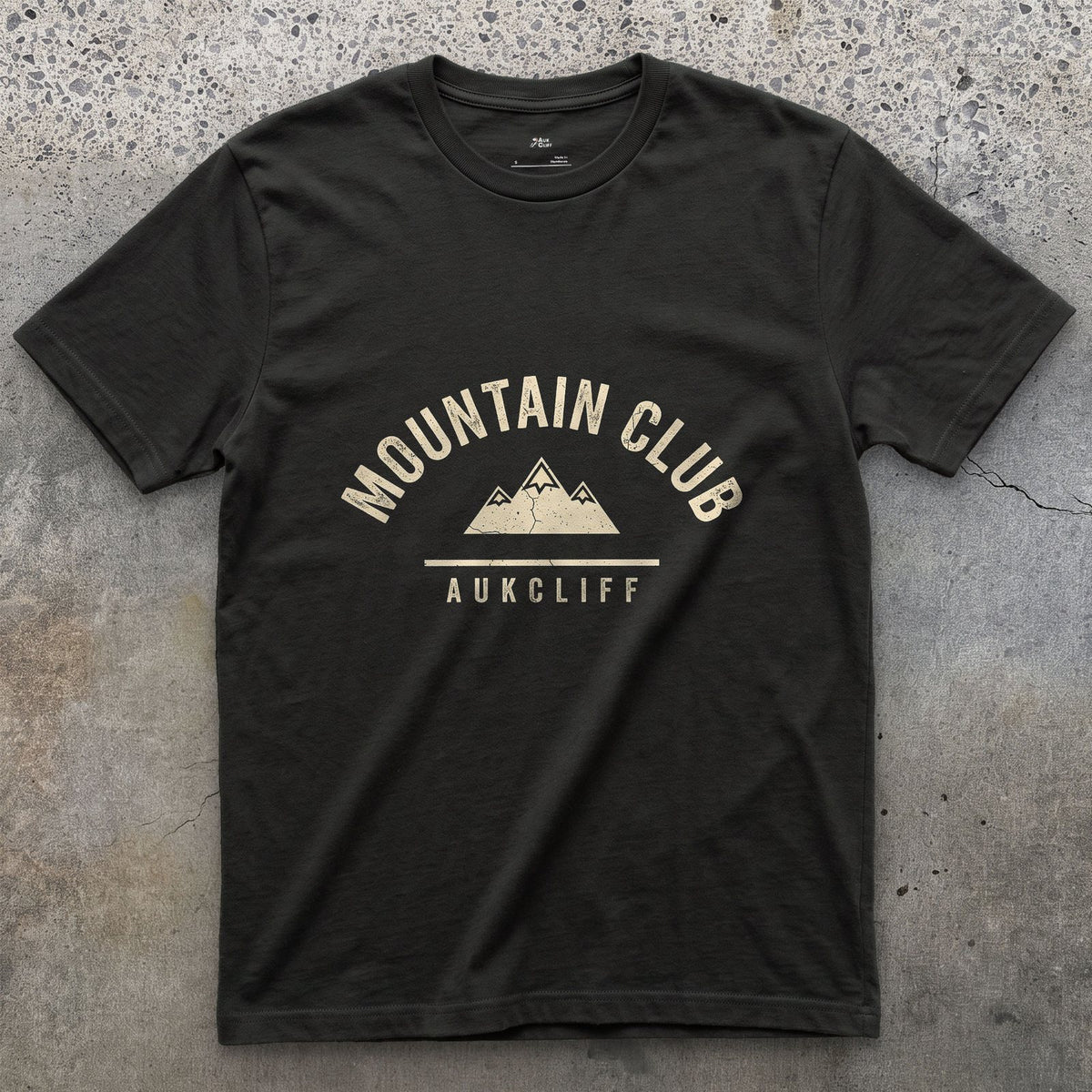 Sew It to Your Pack, Mountain Club design on a Black Gildan Softstyle t-shirt