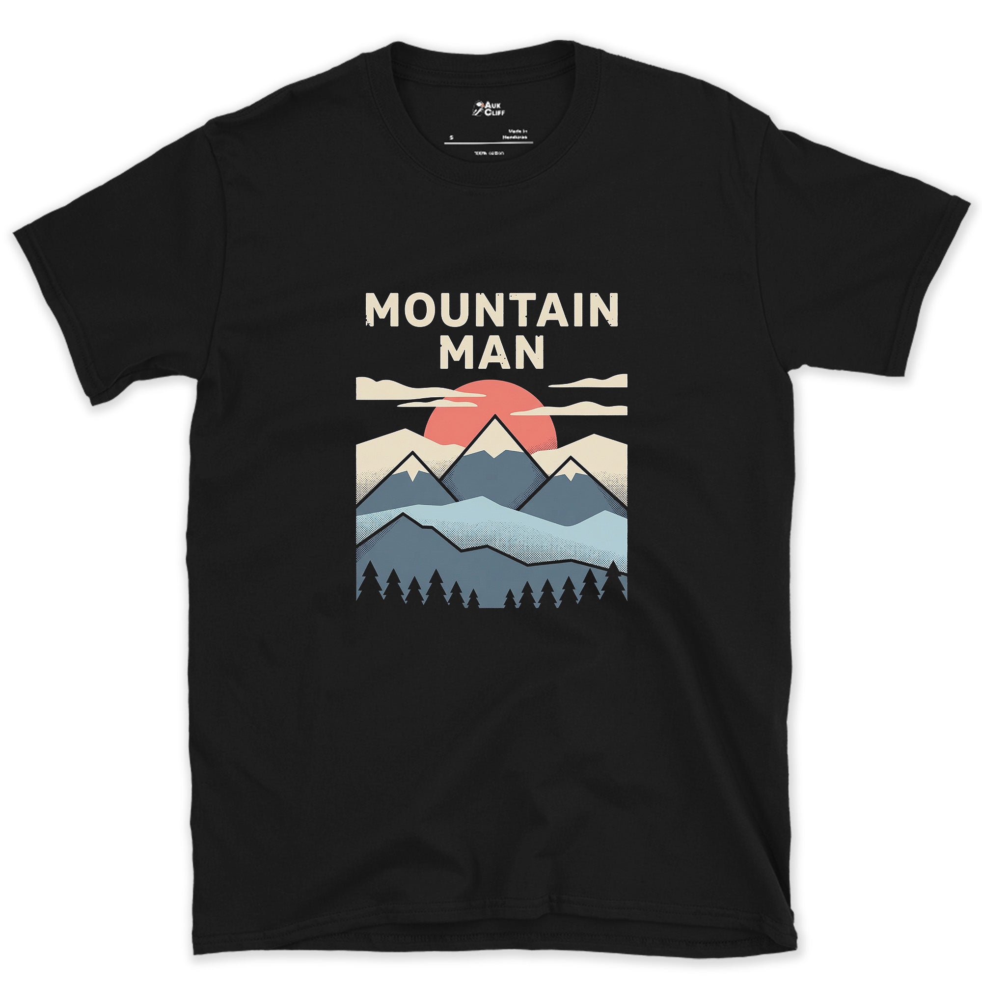 Retro Mountain Man Reads Scale as an Invitation design on a Black Gildan Softstyle t-shirt