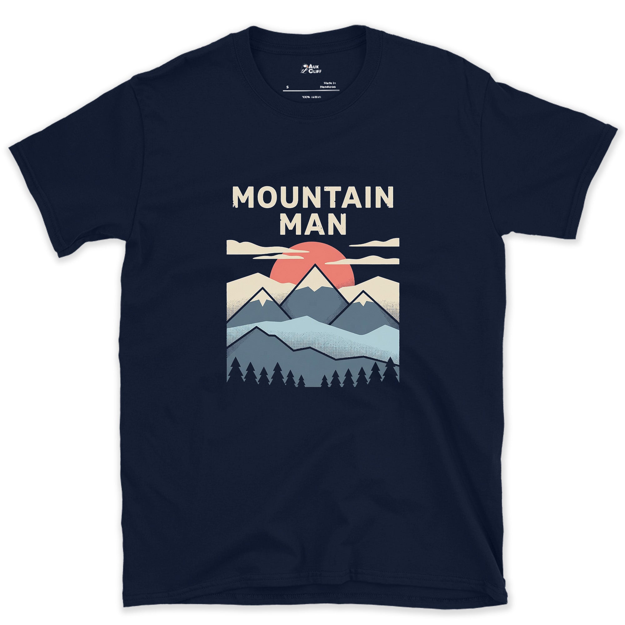 Retro Mountain Man Reads Scale as an Invitation design on a Navy Gildan Softstyle t-shirt