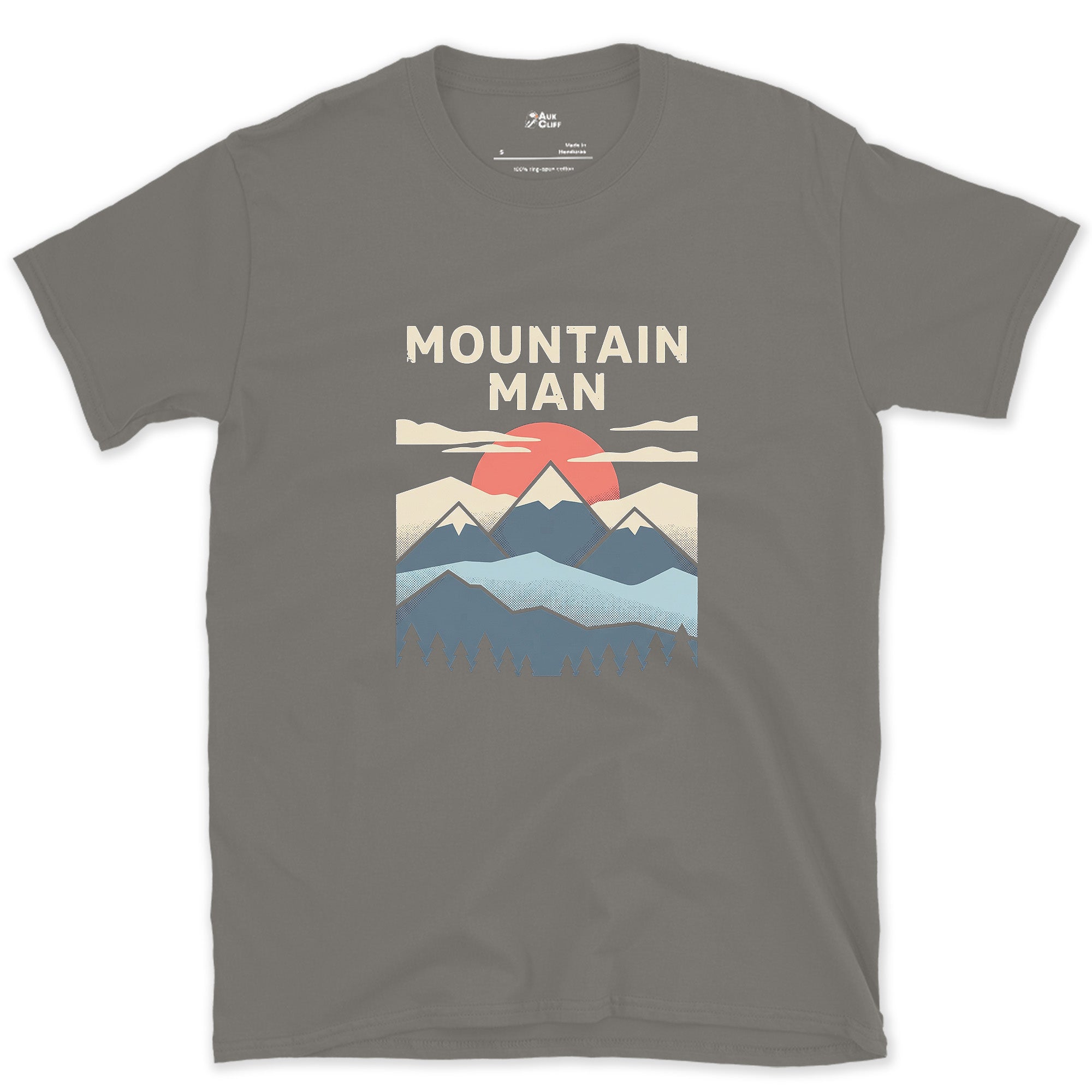 Retro Mountain Man Reads Scale as an Invitation design on a Charcoal Gildan Softstyle t-shirt