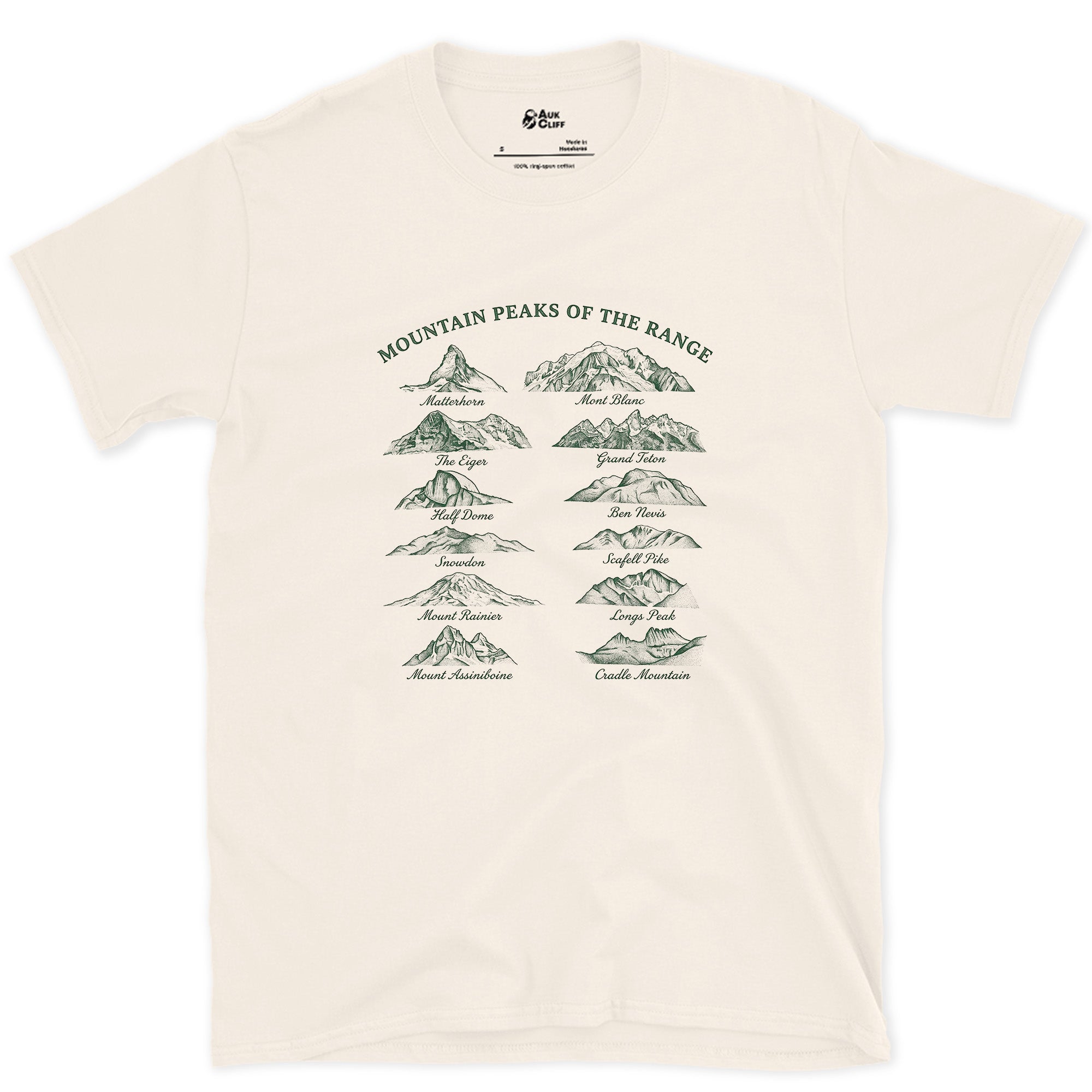 A Chart of Skylines, Mountain Ridges design on a Natural Gildan Softstyle t-shirt