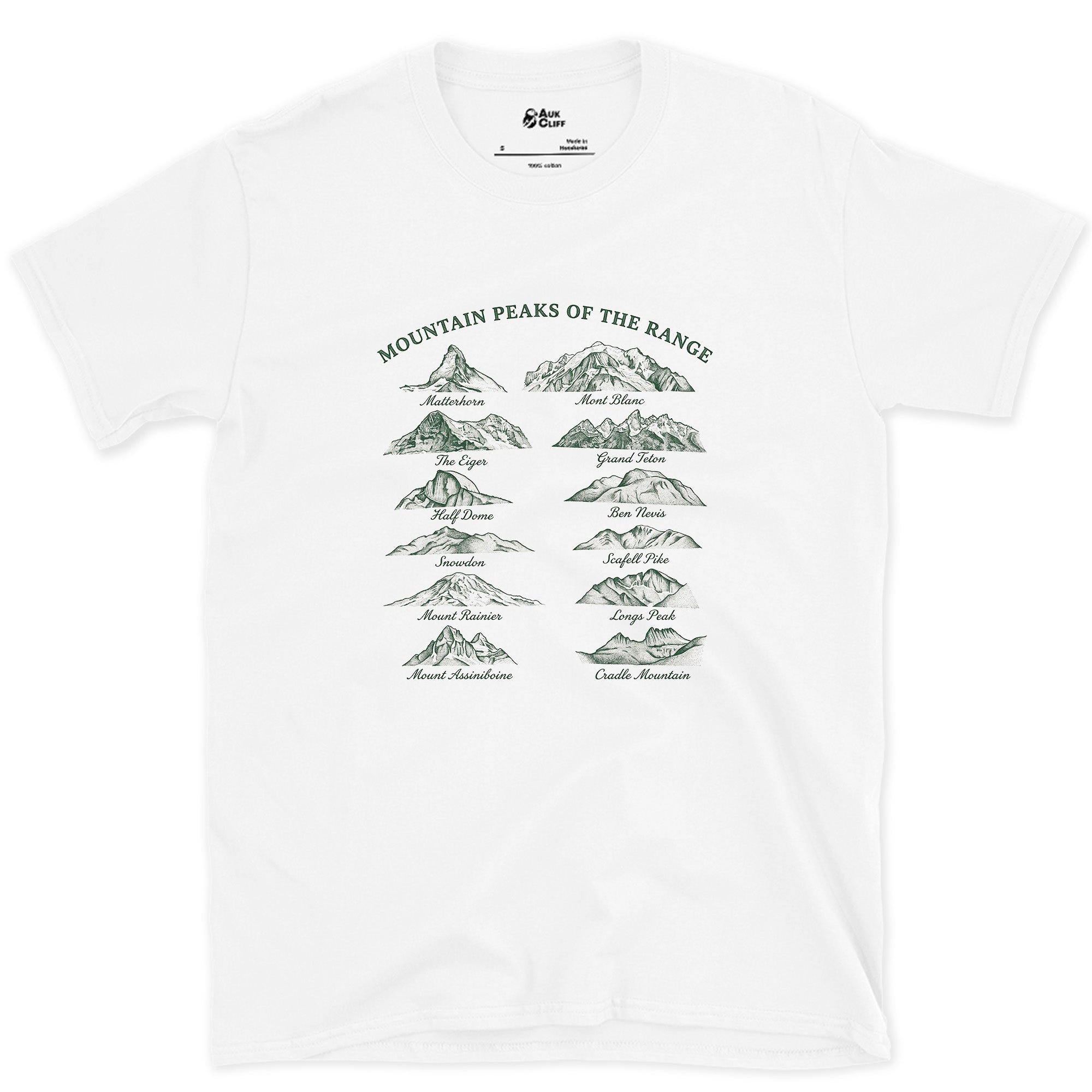 A Chart of Skylines, Mountain Ridges design on a White Gildan Softstyle t-shirt