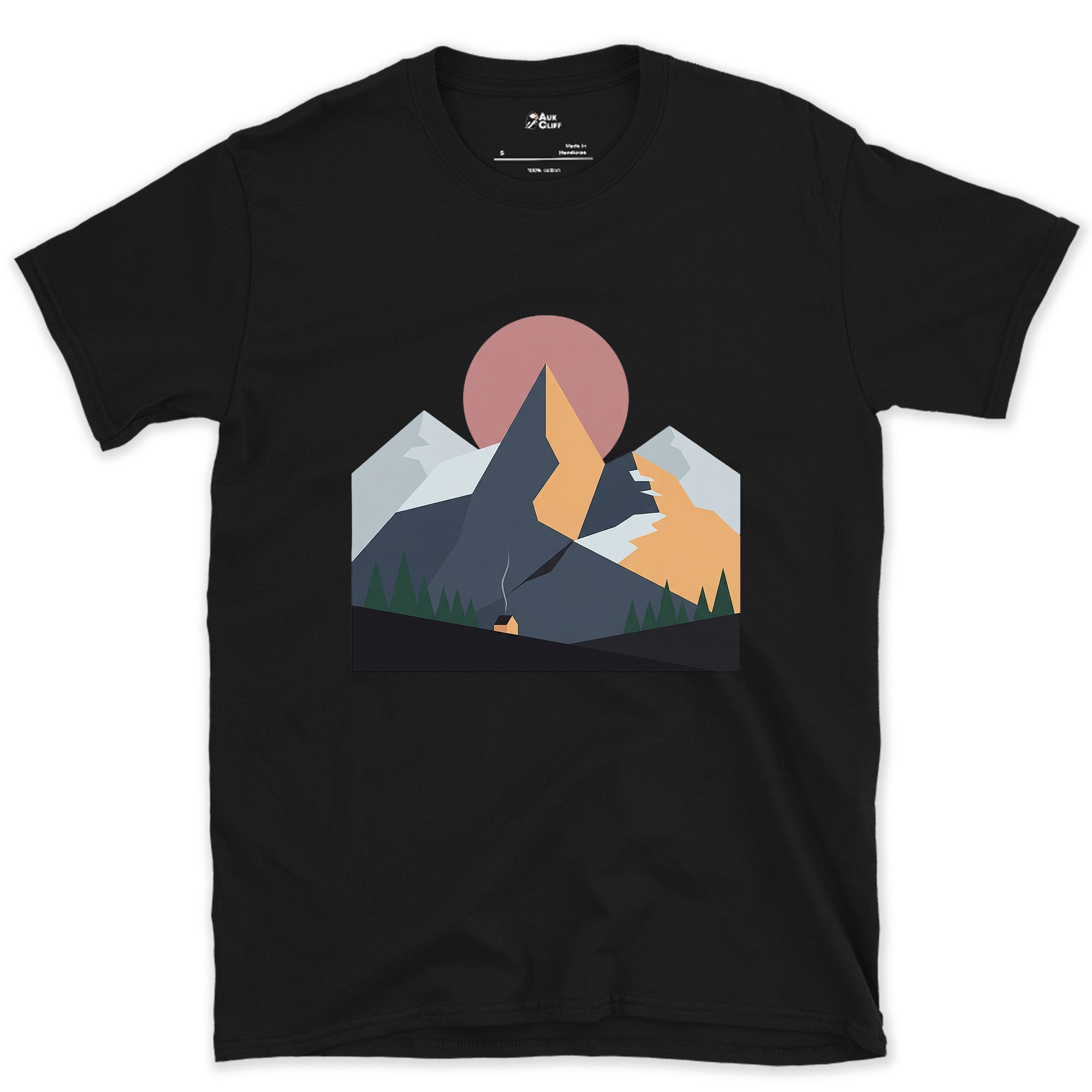Chimney Smoke Under a Quiet Range design on a Black Gildan Softstyle t-shirt