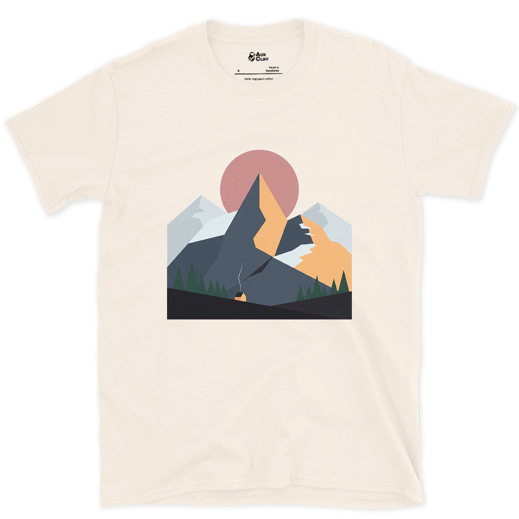 Chimney Smoke Under a Quiet Range design on a Natural Gildan Softstyle t-shirt