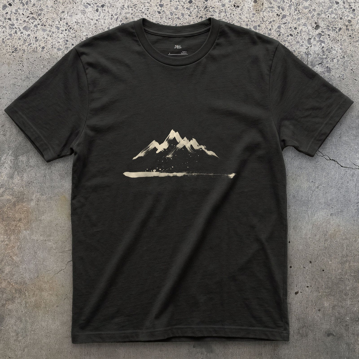 Just the Shape of the Mountain design on a Black Gildan Softstyle t-shirt