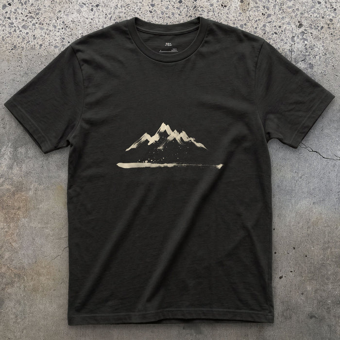 Just the Shape of the Mountain design on a Black Gildan Softstyle t-shirt