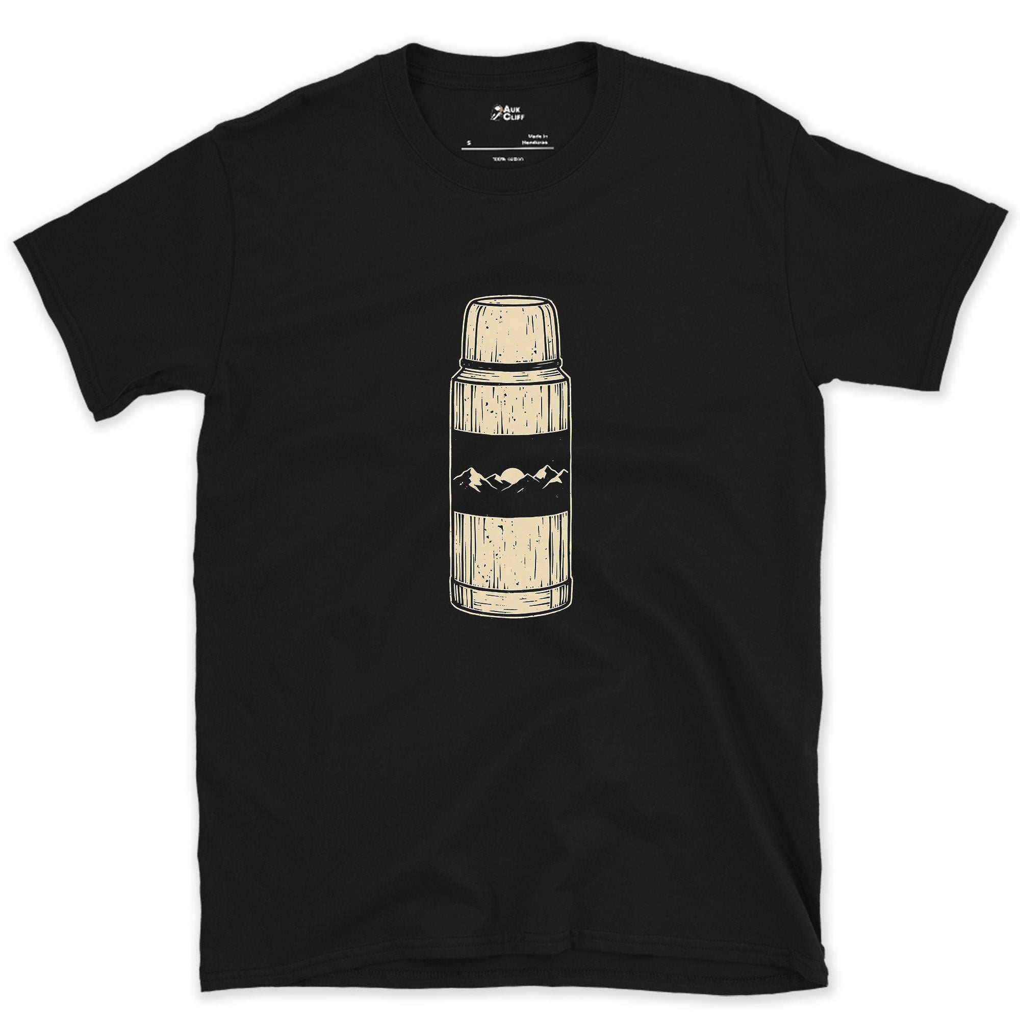 Mountain Coffee Before First Light design on a Black Gildan Softstyle t-shirt