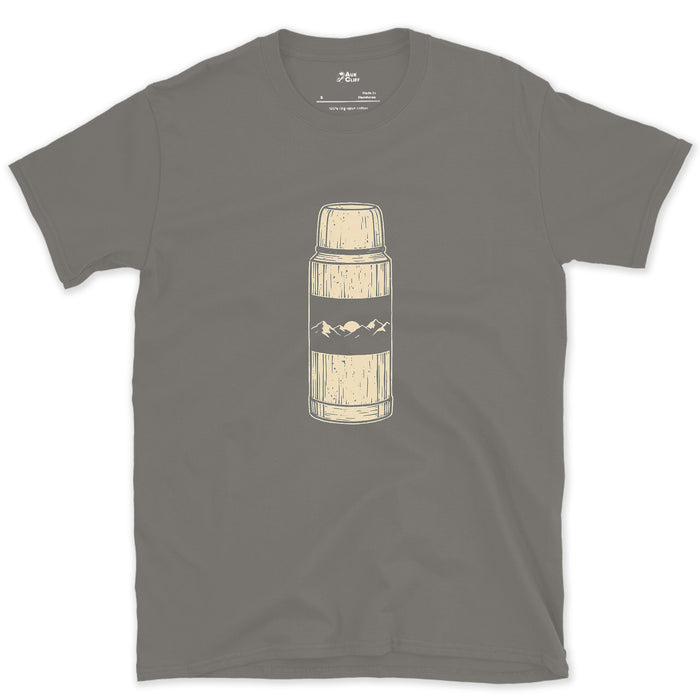 Mountain Coffee Before First Light design on a Charcoal Gildan Softstyle t-shirt
