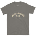 Mountaineering Club Arch design on a Charcoal Gildan Softstyle t-shirt