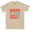 Mountains Before Mondays design on a Sand Gildan Softstyle t-shirt