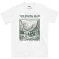 Mud, Miles, River, Repeat, Hiking Club design on a White Gildan Softstyle t-shirt