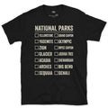 Fourteen Parks With Boxes Still to Tick design on a Black Gildan Softstyle t-shirt